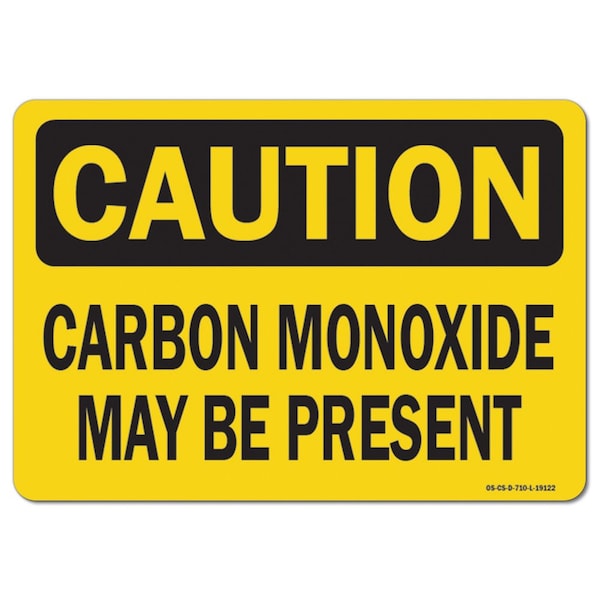 Signmission OSHA Sign, 7" Height, 10" Width, Rigid Plastic, 7" H, 10" W, Landscape, Carbon Monoxide May Present OS-CS-P-710-L-19122 - main